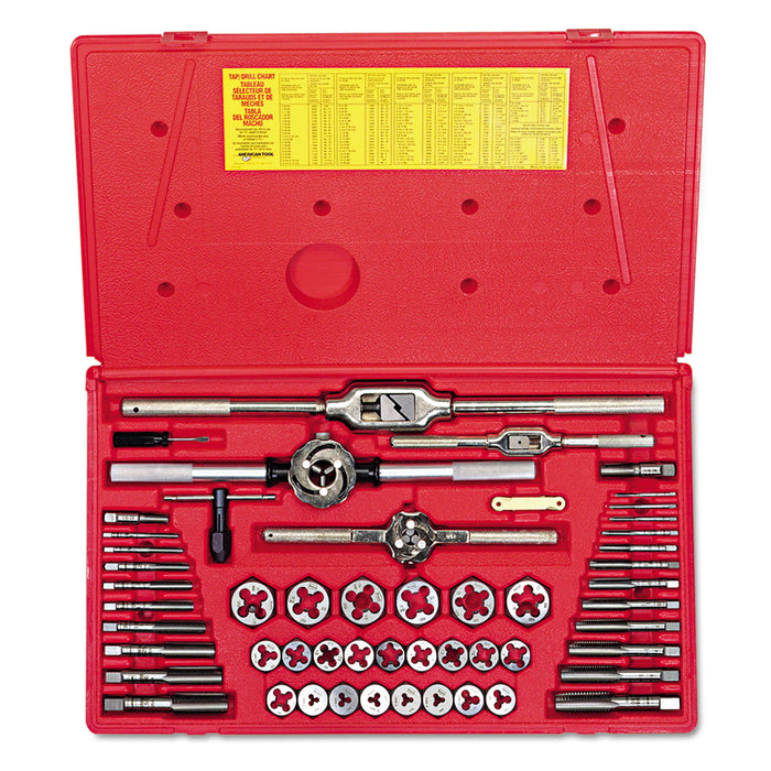 HANSON Tap & Die Set, Steel, 53 Pieces