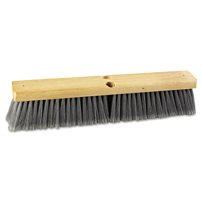 Floor Brush Head, 18" Wide, Flagged Polypropylene Bristles