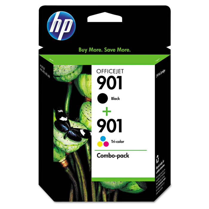 HP 901, (CN069FN) 2-pack Black/Tri-color Original Ink Cartridges
