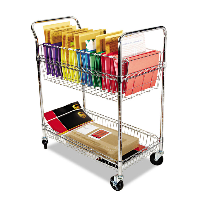Carry-all Cart/Mail Cart, Two-Shelf, 34.88w x 18d x 39.5h, Silver