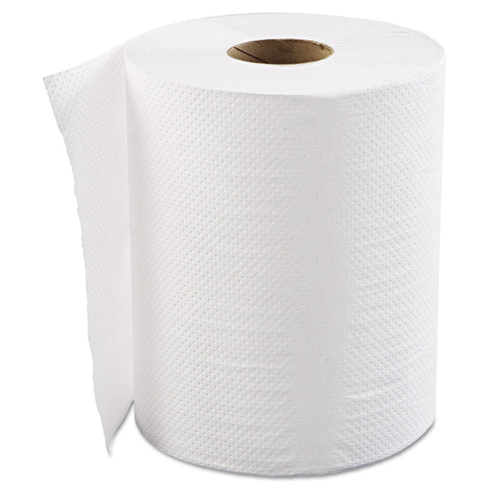 Hardwound Roll Towels, 1-Ply, White, 8" x 800 ft, 6 Rolls/Carton