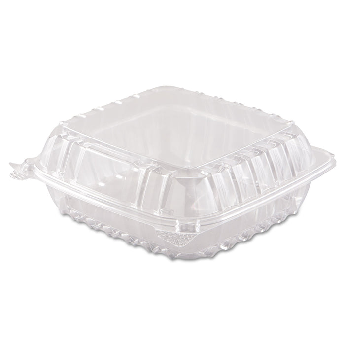 ClearSeal Hinged-Lid Plastic Containers, 8 3/10 x 8 3/10 x 3, Clear, 250/Carton