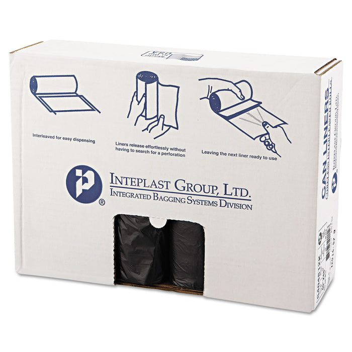 High-Density Interleaved Commercial Can Liners, 45 gal, 12 microns, 40" x 48", Black, 250/Carton