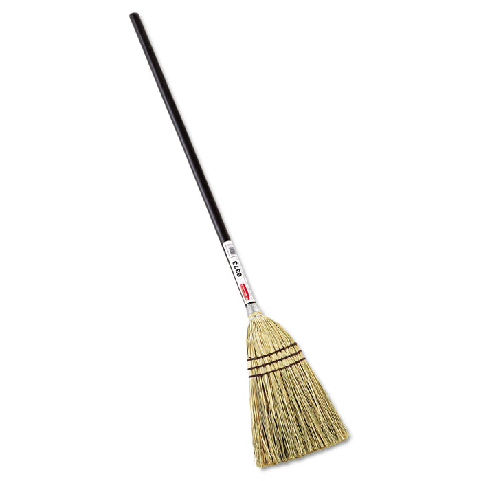 Lobby Corn-Fill Broom, 28" Handle, 38" Overall Length, Brown