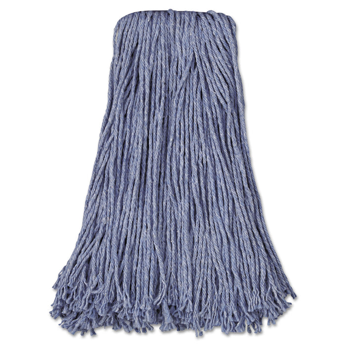 Mop Head, Standard Head, Cotton/Synthetic Fiber, Cut-End, #24, Blue, 12/Carton