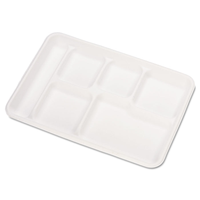 Heavy-Weight Molded Fiber Cafeteria Trays, 6-Comp, 8 1/2 x 12 1/2, 500/Carton