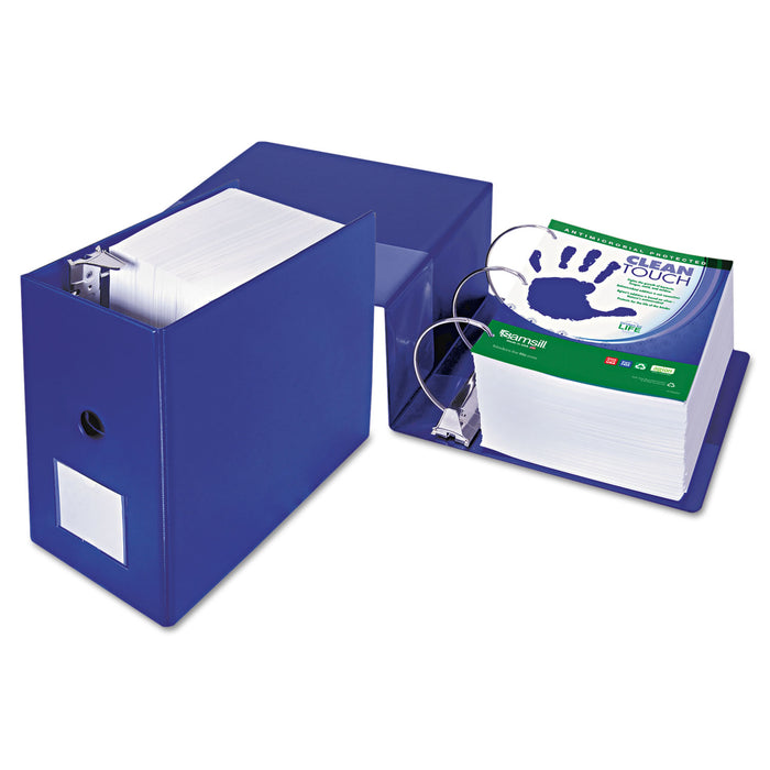 Clean Touch Locking D-Ring Reference Binder Protected w/Antimicrobial Additive, 3 Rings, 6" Capacity, 11 x 8.5, Blue