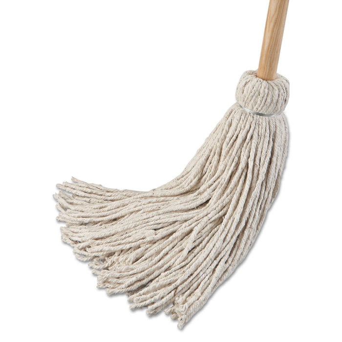 Deck Mop; 54" Wooden Handle, 24oz Cotton Fiber Head, 6/Pack