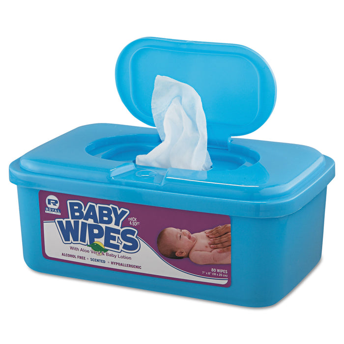 Baby Wipes Tub, White, 80/Tub, 12/Carton