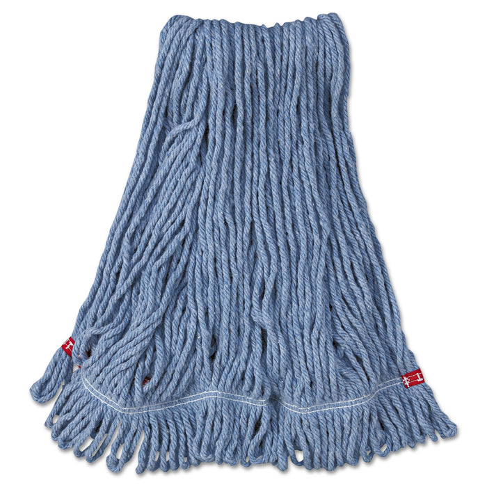 Web Foot Wet Mop Head, Shrinkless, Cotton/Synthetic, Blue, Medium, 6/Carton