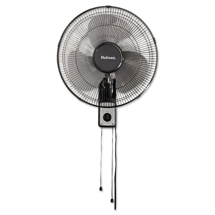 16" Wall Mount Fan, 3-Speed, Metal, Black