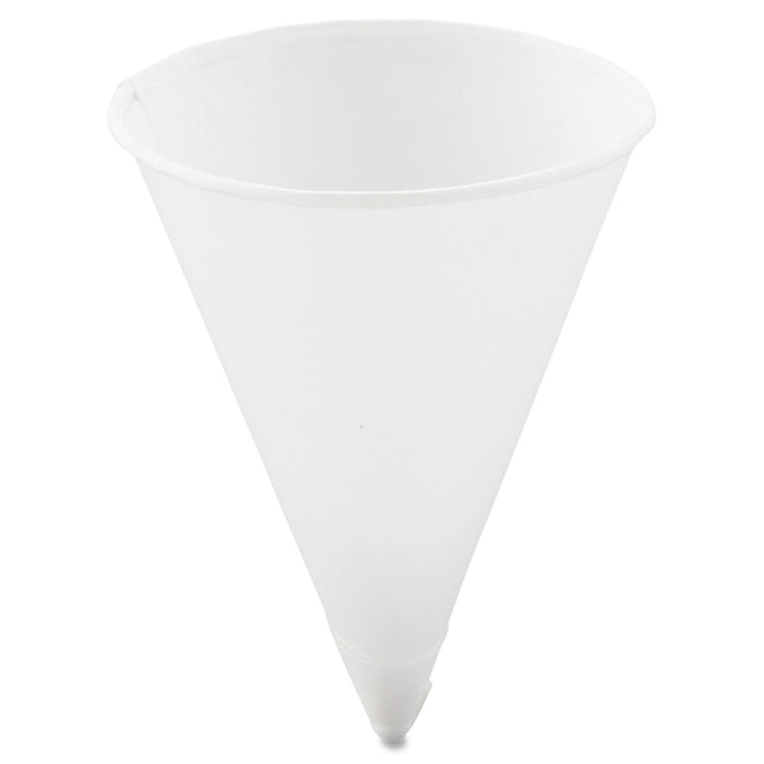 Cone Water Cups, Paper, 4oz, Rolled Rim, White, 200/Bag, 25 Bags/Carton