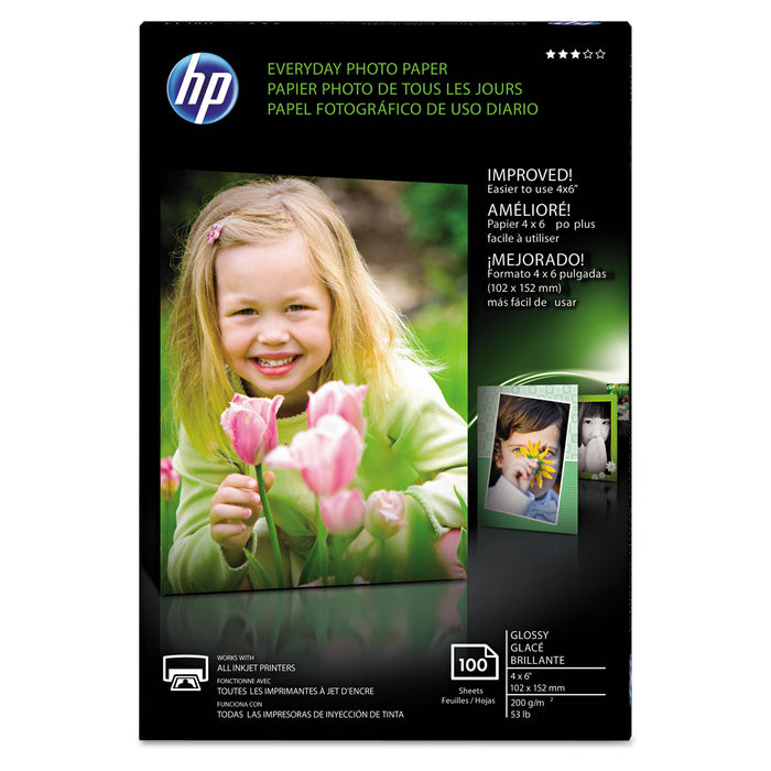 Everyday Glossy Photo Paper, 8 mil, 4 x 6, Glossy White, 100/Pack