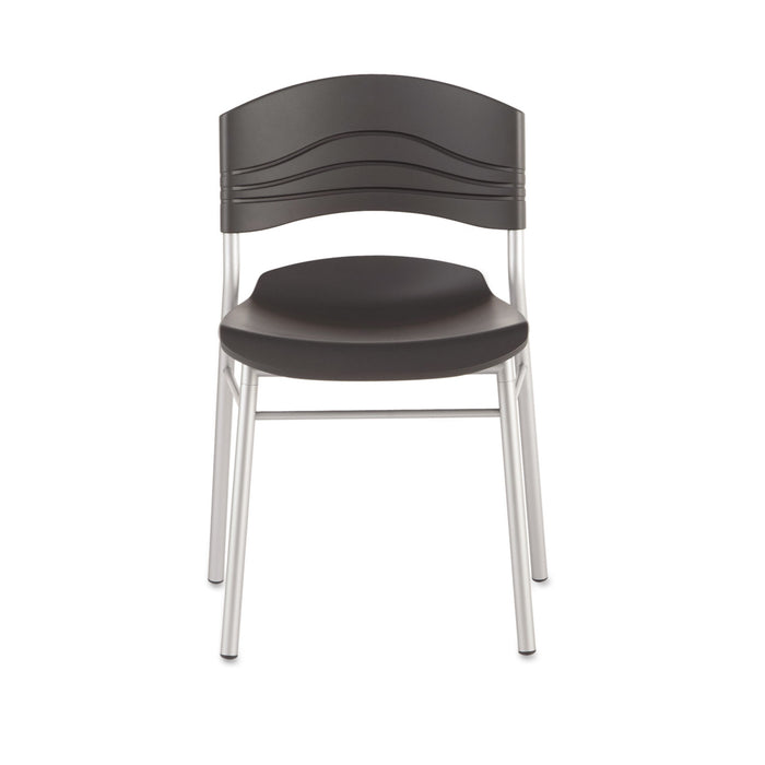 CaféWorks Cafe Chair, Graphite Seat/Graphite Back, Silver Base, 2/Carton