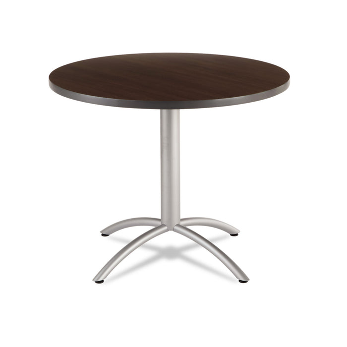 CaféWorks Table, 36 dia x 30h, Walnut/Silver