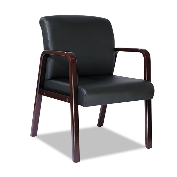 Alera Reception Lounge WL Series Guest Chair, 24.21'' x 26.14'' x 32.67'', Black Seat/Black Back, Mahogany Base