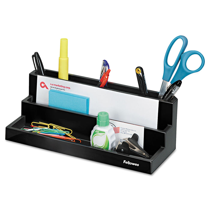 Designer Suites Desktop Organizer, 11 1/8 x 5 x 3 7/8, Black Pearl