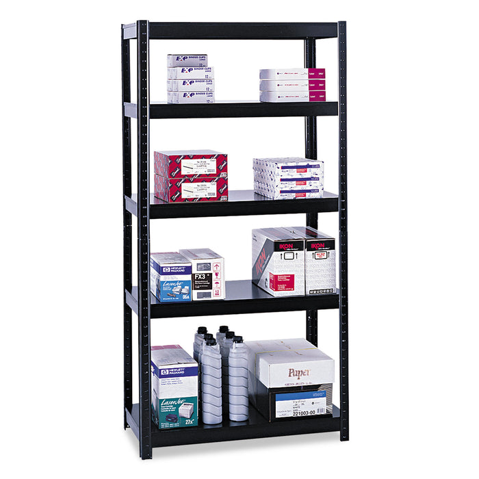Boltless Steel Shelving, Five-Shelf, 36w x 24d x 72h, Black