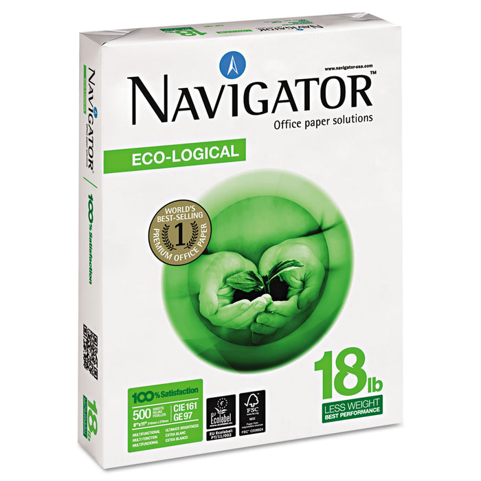 Eco-Logical Paper, 97 Bright, 18lb, 8.5 x 11, Bright White, 500 Sheets/Ream, 10 Reams/Carton