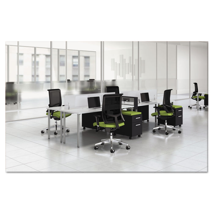 e5 4-Person Workstation with Beltway, 123.5w x 60d x 29.5h, Summer Suede/Cocoa