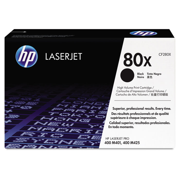 HP 80X, (CF280X) High Yield Black Original LaserJet Toner Cartridge