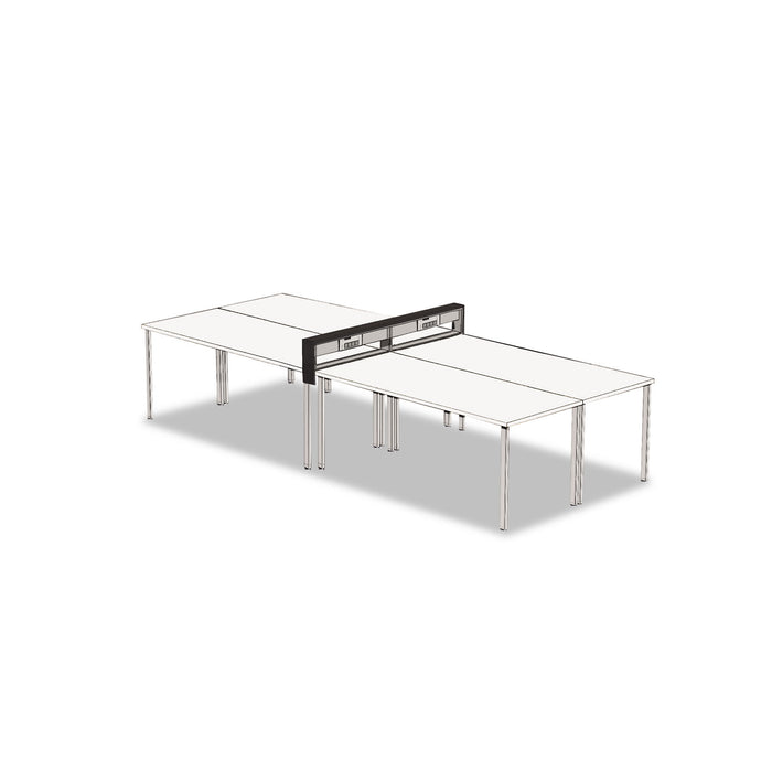 e5 Four-Person Workstation with Beltway, 123.5w x 60d x 29.5h, White/Raven