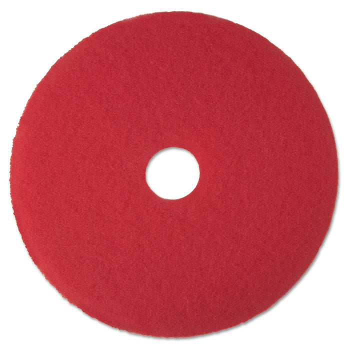Low-Speed Buffer Floor Pads 5100, 15" Diameter, Red, 5/Carton