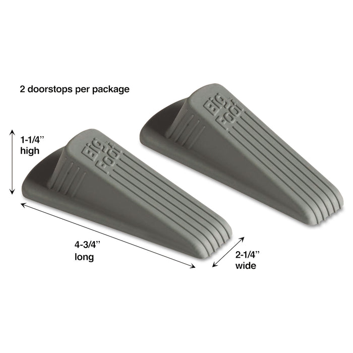Big Foot Doorstop, No Slip Rubber Wedge, 2.25w x 4.75d x 1.25h, Gray, 2/Pack