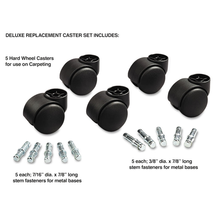 Deluxe Futura Casters, Nylon, B and K Stems, 120 lbs/Caster, 5/Set