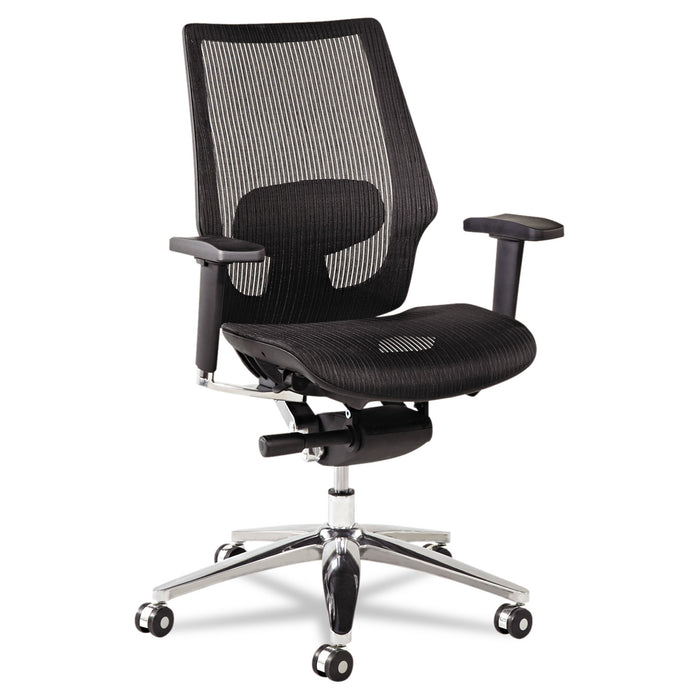 Alera K8 Series Ergonomic Multifunction Mesh Chair, Supports up to 275 lbs, Black Seat/Black Back, Aluminum Base