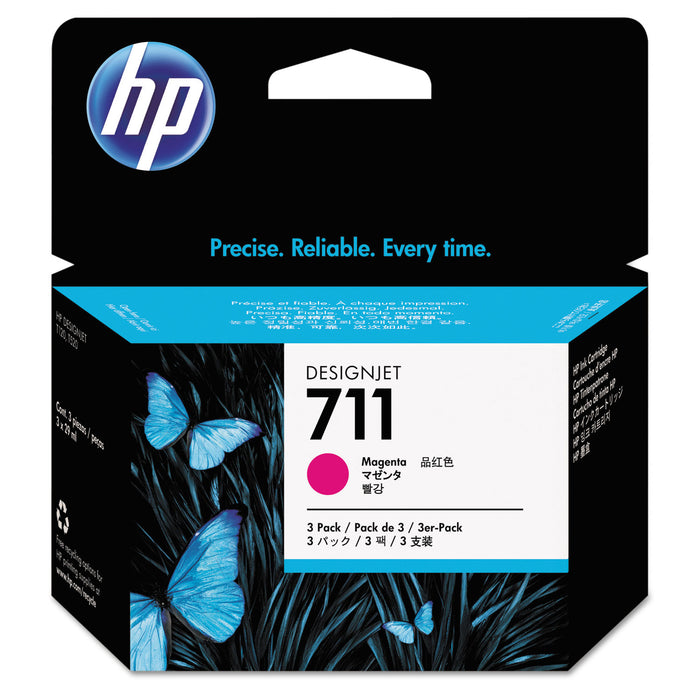 HP 711, (CZ135A) 3-pack Magenta Original Ink Cartridges