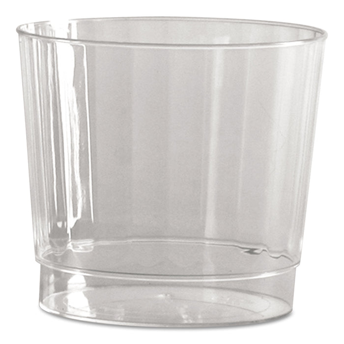 Classic Crystal Plastic Tumblers, 9 oz., Clear, Fluted, Rocks Squat, 12/Pack