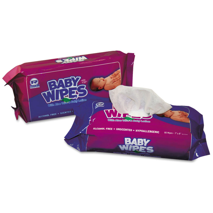Baby Wipes Refill Pack, Scented, White, 80/Pack, 12 Packs/Carton