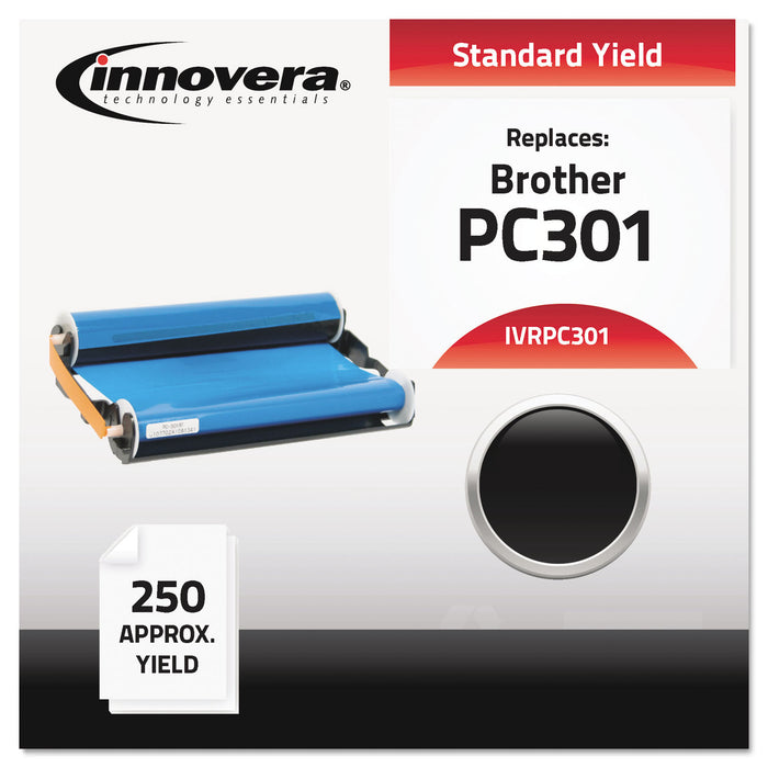 Compatible Black Thermal Transfer Print Cartridge, Replacement for Brother PC301, 250 Page Yield