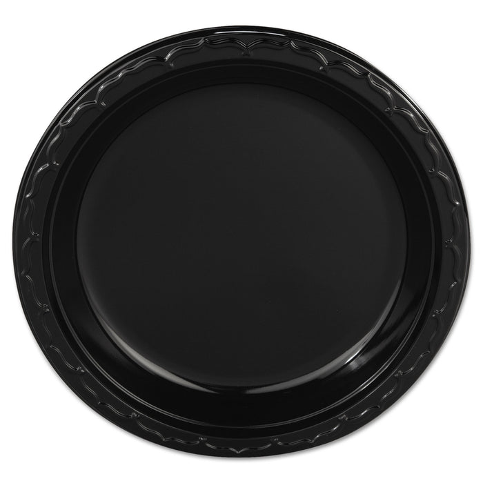 Silhouette Plastic Plates, 9" Black, 400/Carton