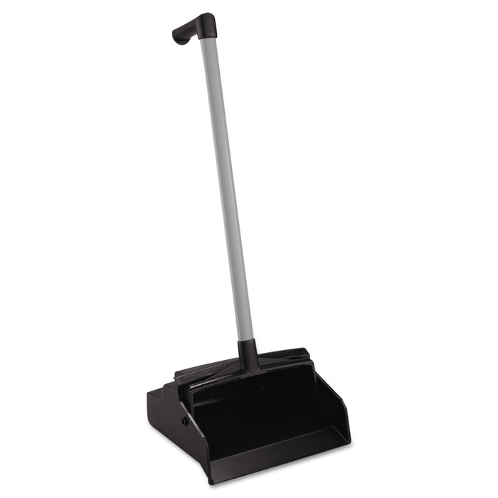 LobbyMaster Plastic Lobby Dustpan, 12" Wide, 32" High, Black Pan/White Handle, 6/Carton