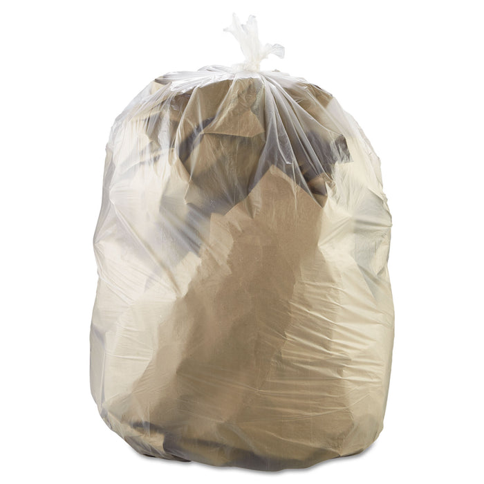 High Density Coreless Can Liners, 60 gal, 22 microns, 38" x 60", Clear, 150/Carton