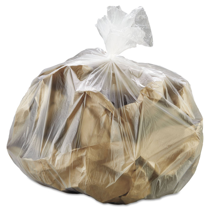 High-Density Interleaved Commercial Can Liners, 30 gal, 8 microns, 30" x 37", Clear, 500/Carton