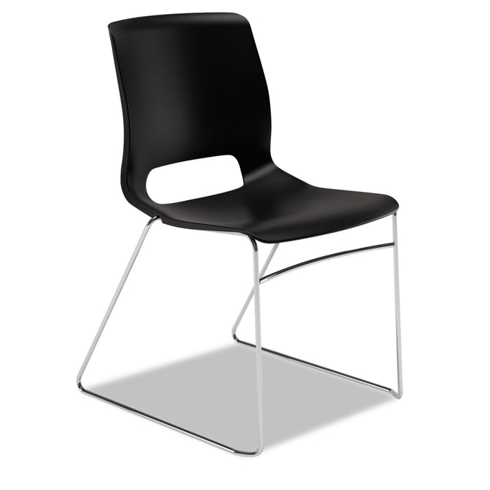 Motivate High-Density Stacking Chair, Onyx Seat/Black Back, Chrome Base, 4/Carton