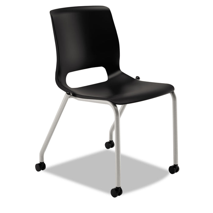 Motivate Four-Leg Stacking Chair, Onyx Seat/Black Back, Platinum Base, 2/Carton