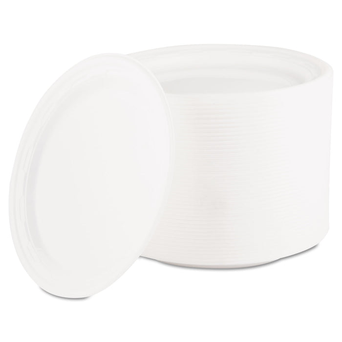 Famous Service Plastic Dinnerware, Plate, 6" dia, White, 125/Pack