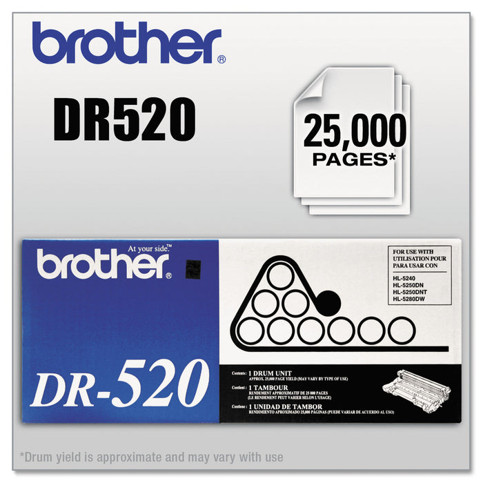 DR520 Drum Unit, 25000 Page-Yield, Black