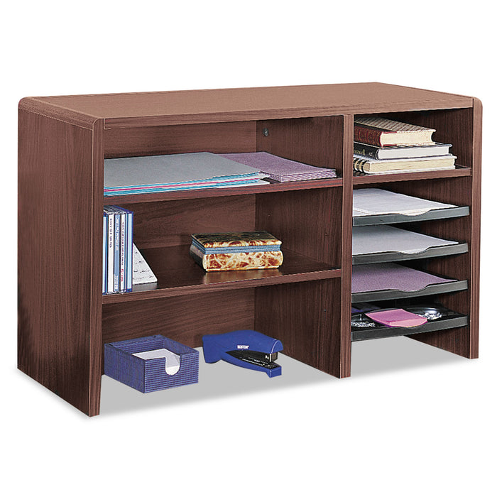 Desktop Organizer, Nine Sections, 29 x 12 x 18, Mahogany