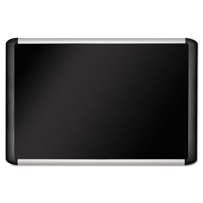 Black fabric bulletin board, 48 x 96, Silver/Black
