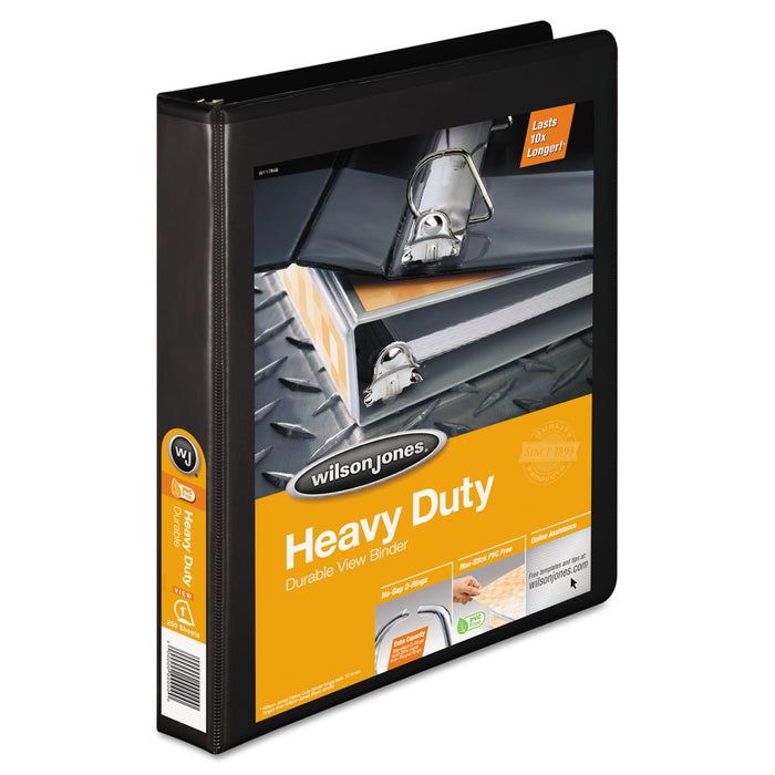 Heavy-Duty D-Ring View Binder with Extra-Durable Hinge, 3 Rings, 1" Capacity, 11 x 8.5, Black