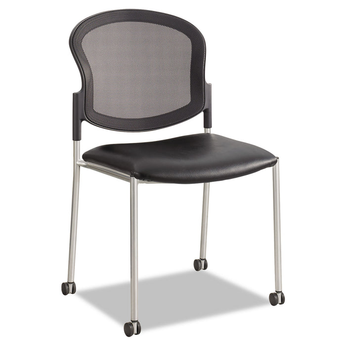 Diaz Guest Chair, 19.5" x 18.5" x 33.5", Black Seat/Black Back, Silver Base