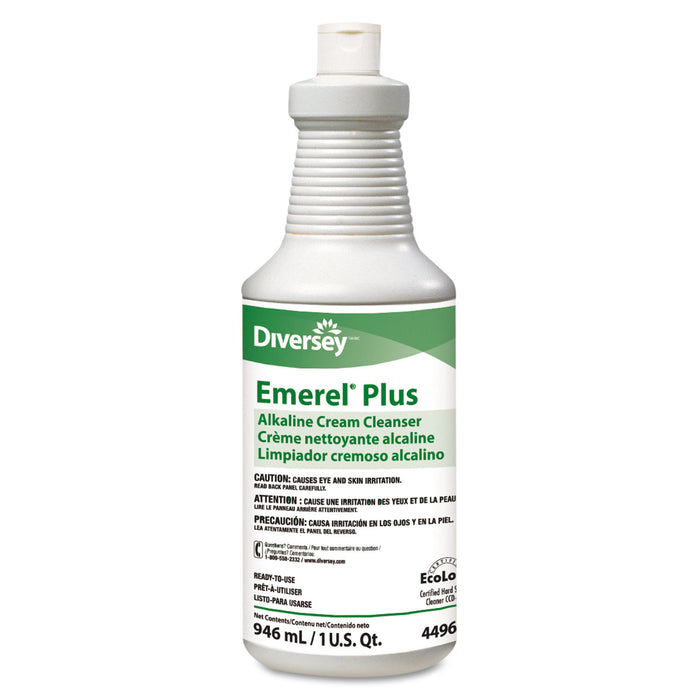 Emerel Plus Cream Cleanser, Odorless, 32 oz Squeeze Bottle, 12/Carton
