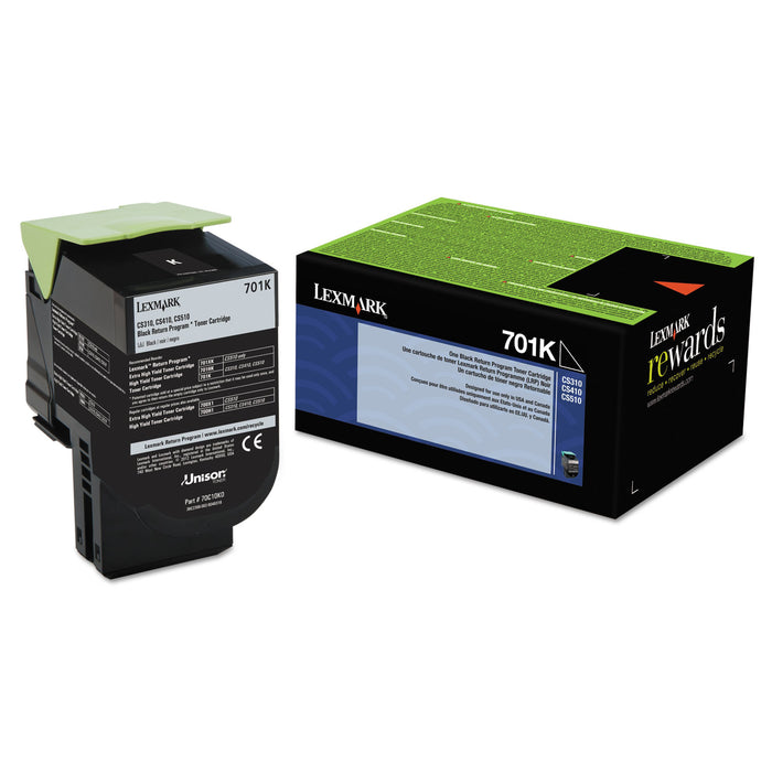 70C10K0 Return Program Toner, 1000 Page-Yield, Black