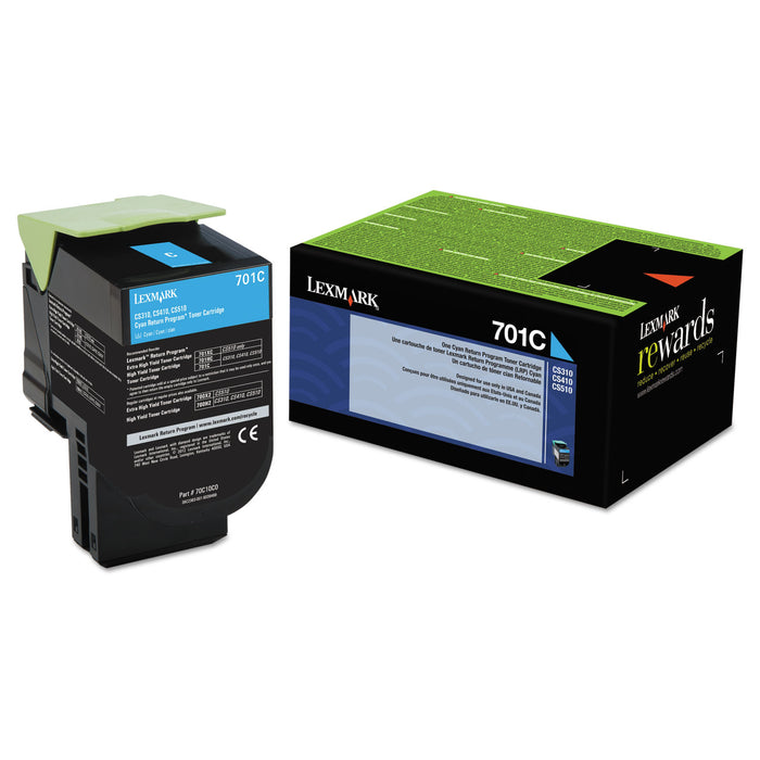 70C10C0 Return Program Toner, 1000 Page-Yield, Cyan
