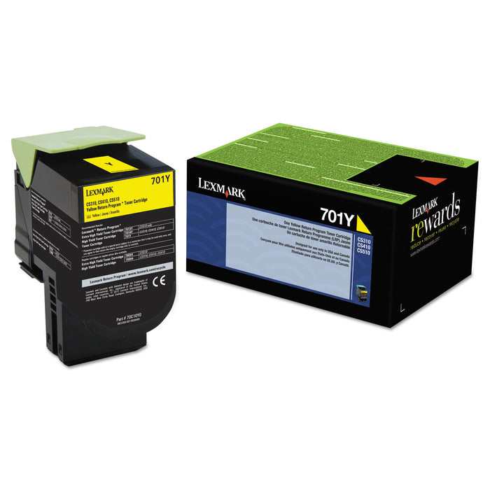 70C10Y0 Return Program Toner, 1000 Page-Yield, Yellow